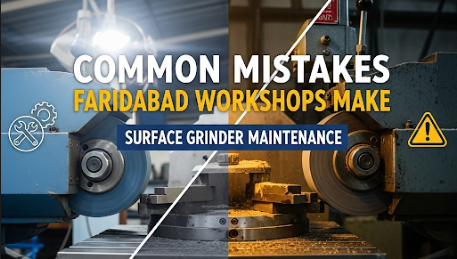 Common Mistakes Faridabad Workshops Make
Many small workshops unknowingly damage their grinders by:
Ignoring coolant quality → leads to rust & wheel damage.
Using duplicate/local spare parts instead of original Bhurji parts.
Overloading grinder with heavy jobs → damages spindle.
Skipping wheel balancing → reduces surface finish quality.
⚠️ These shortcuts may save money today but cost 5x more in long-term repairs.
